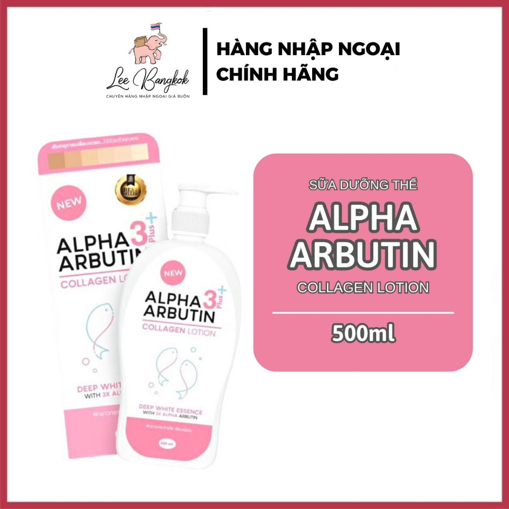 Sữa Dưỡng Thể Trắng Da Alpha Arbutin Collagen Lotion 3+ Plus Thái Lan Dưỡng Trắng Mềm Mại 500ml