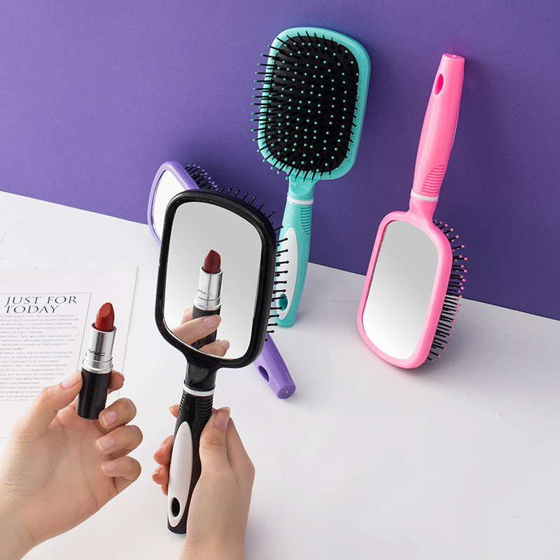 Lược Chải Tóc Gỡ Rối Kèm Gương 2 Trong 1, Lược Massge Có Túi Đệm  Khí, Lược Chuyên Dụng Cho Tóc Xoăn