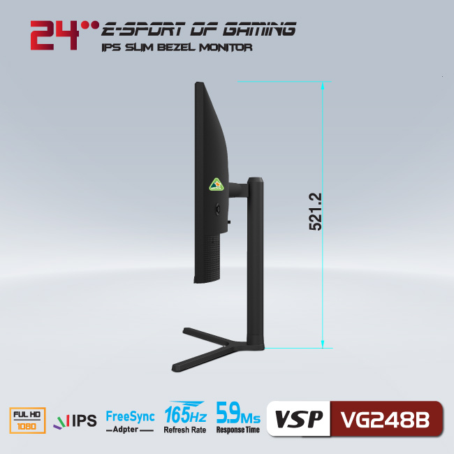 Màn hình VSP VG248B 24inch Gaming (23.8&quot; IPS Full HD, HDMI @144Hz DisplayPort @165Hz) - Hàng chính hãng