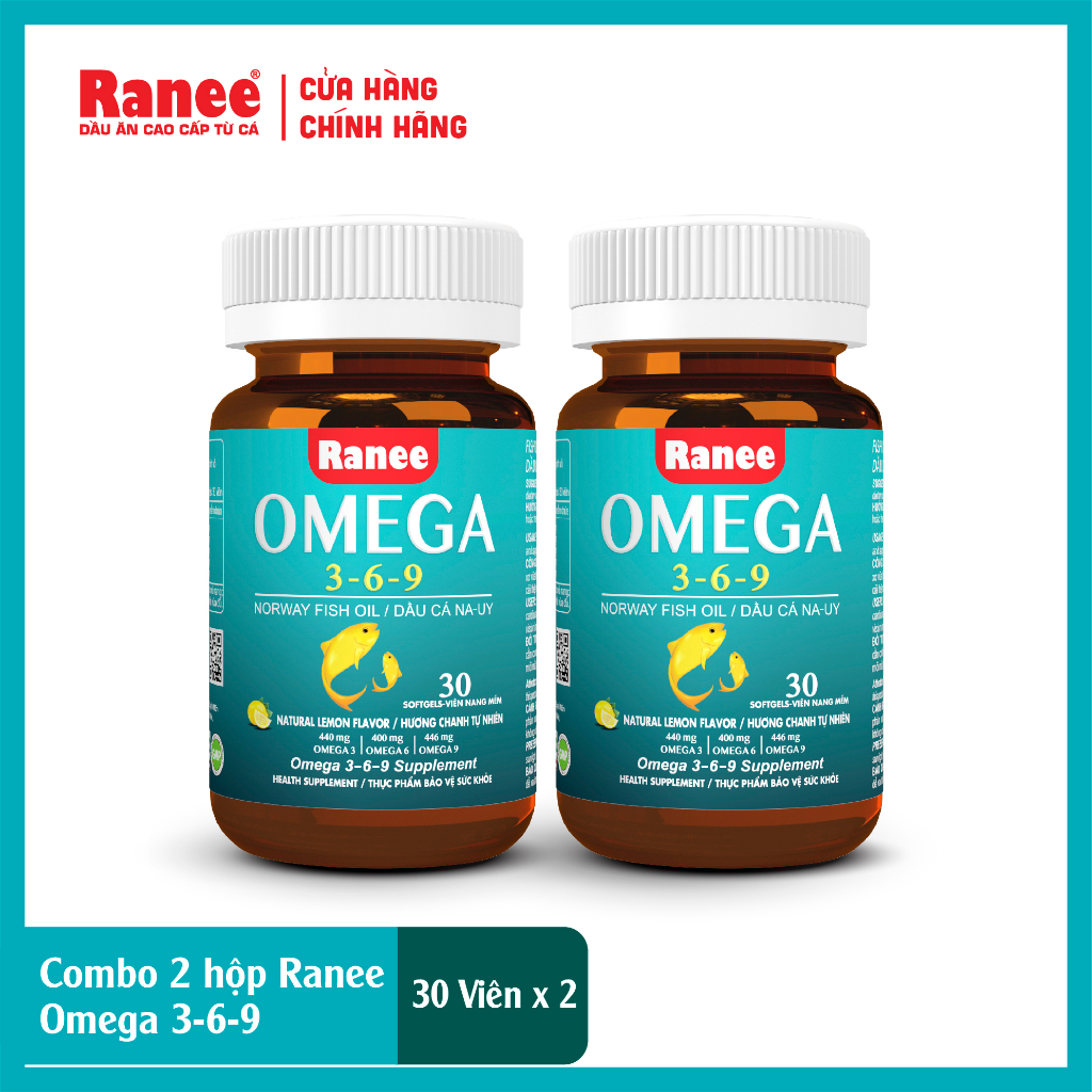 Combo 2 hộp Ranee Omega 3-6-9 tặng kèm 1 vá gỗ cao cấp (30 viên/hộp x 2 hộp)