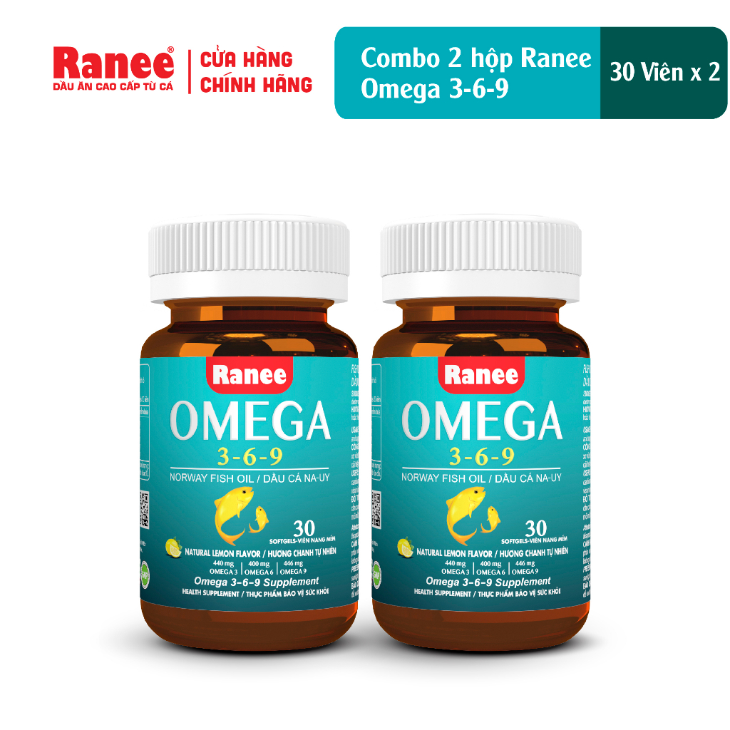 Combo 2 hộp Ranee Omega 3-6-9 tặng kèm 1 vá gỗ cao cấp (30 viên/hộp x 2 hộp)