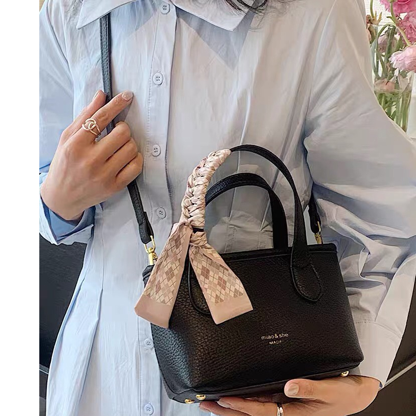 Túi quai xách da nữ, túi tiểu thư tặng kèm khăn lụa siêu đẹp SL86