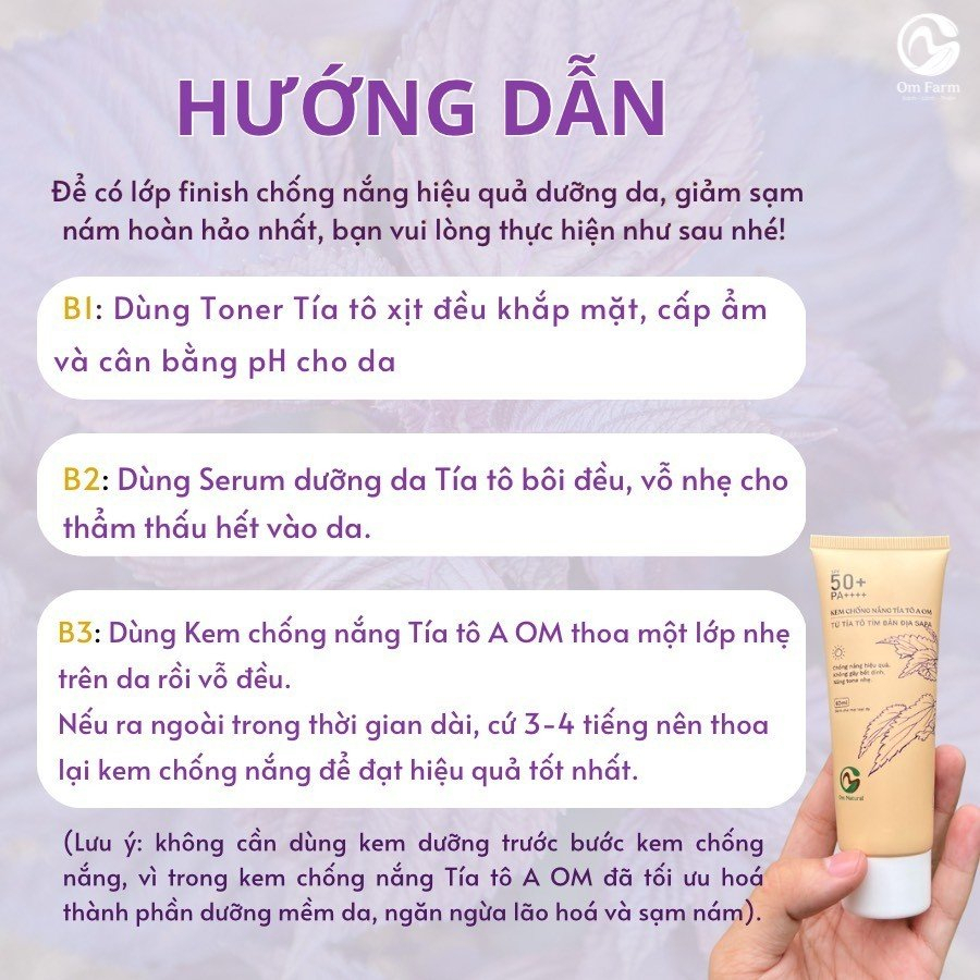 Bộ 2 Sữa Chống Nắng Tía Tô A Om Natural SPF50+/PA++++ mỏng nhẹ, thấm nhanh, không bết 50ml