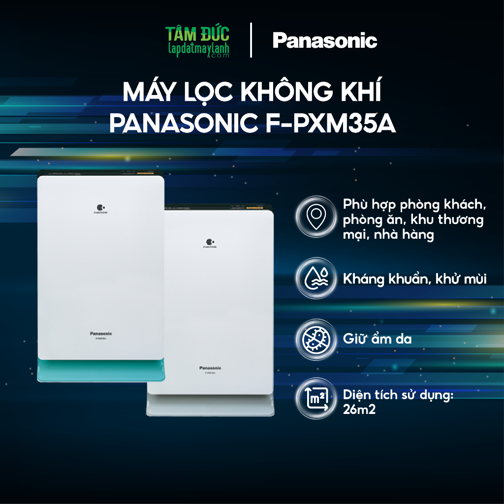 Máy Lọc Không Khí PANASONIC F-PXM35A, F-PXJ30A, F-P15EHA Giúp Ngừa Vi Khuẩn, Khử Mùi