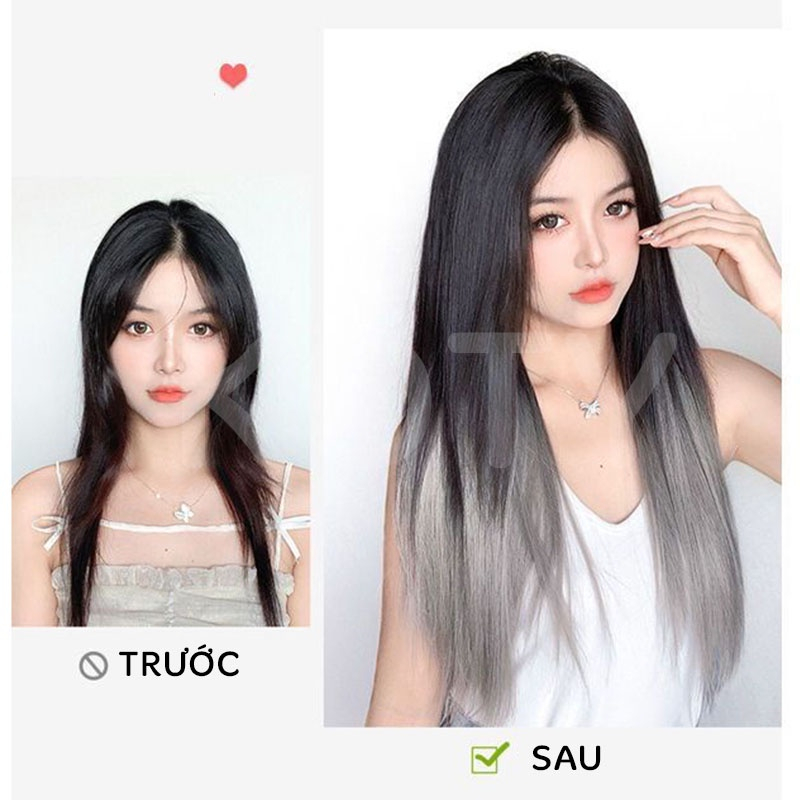 Tóc kẹp thẳng omber xám khói cute