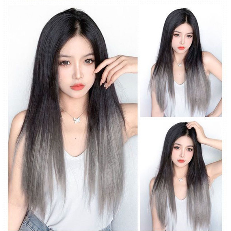 Tóc kẹp thẳng omber xám khói cute