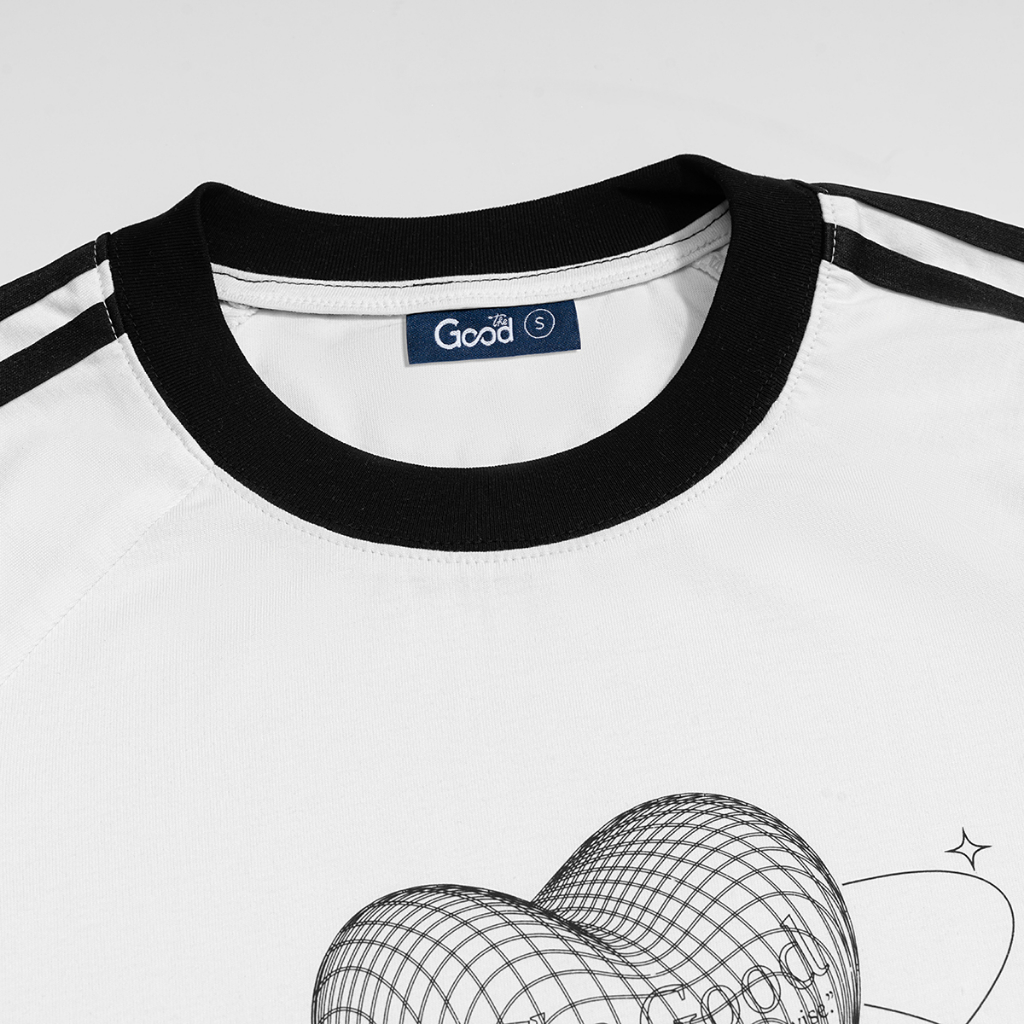 Áo Thun Baby Tee "Lovely" THE GOOD Form Fit, Áo Phông In Hình Họa Tiết Trái Tim 3D 2 Màu Trắng Đen Basic