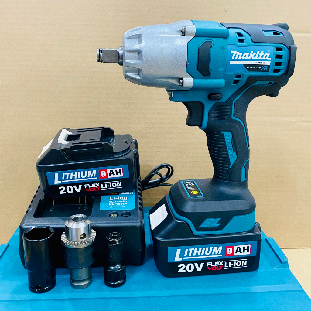 Máy siết bulong dùng pin không chổi than lực siết khủng 980NM - Tặng kèm bộ phụ kiện 03 chi tiết đa năng