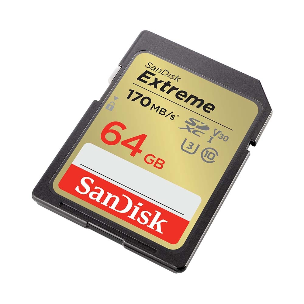 Thẻ nhớ cho máy ảnh SanDisk Extreme SDXC 64GB UHS-I class 3 V30 Upto 170MB/s