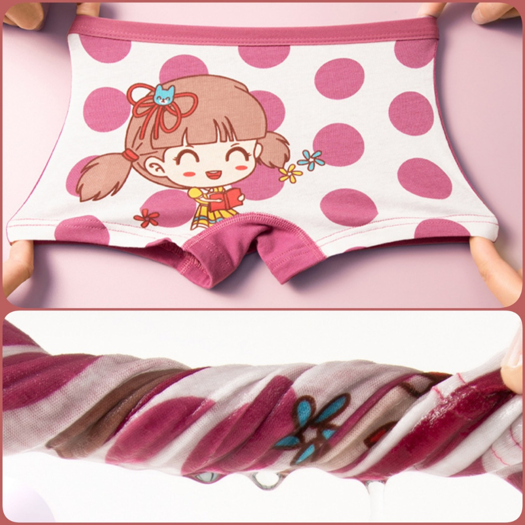 Set 4 Quần chíp đùi cho bé gái 7-34kg vải cotton mềm mát quần đùi chip họa tiết hoạt hình công chúa đáng yêu cho bé gái