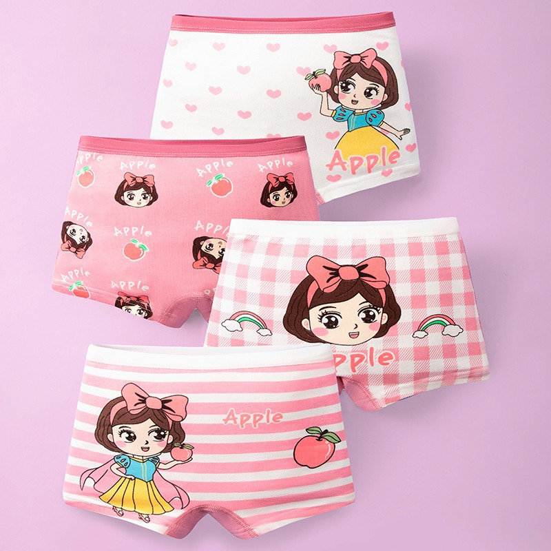 Set 4 Quần chíp đùi cho bé gái 7-34kg vải cotton mềm mát quần đùi chip họa tiết hoạt hình công chúa đáng yêu cho bé gái