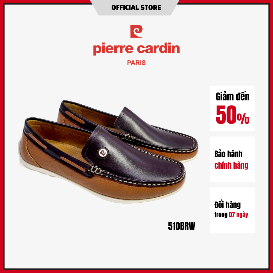 Giày lười nam Pierre Cardin da bò thật cao cấp, đế cao su chống trượt, năng động - 510