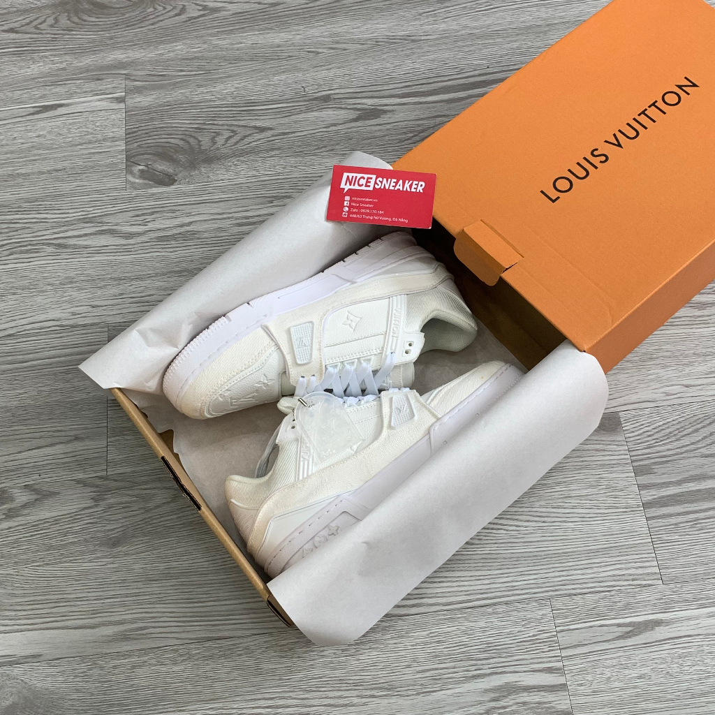 Giày Thể Thao LV Louis Vuitton Trainer Trắng, Giày Sneaker LV Full White  - NICE SNEAKER | Chất lượng siêu cấp.