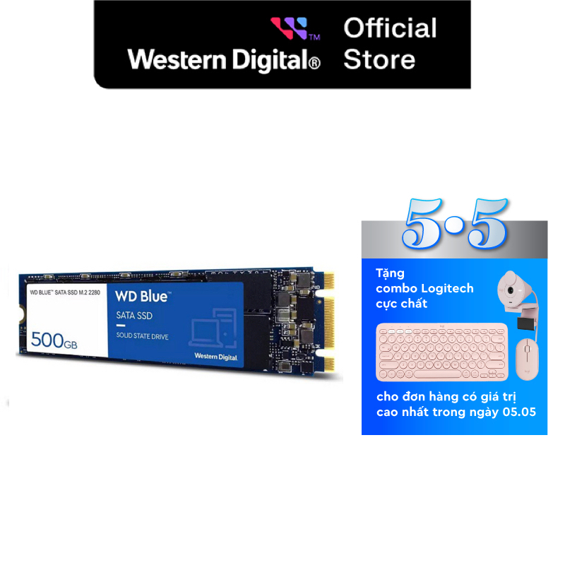 Ổ Cứng SSD Western Digital WD BLUE 500GB 3D-NAND M.2 2280 SATA III - WDS500G2B0B