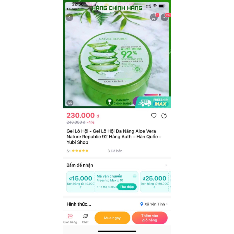 GEL LÔ HỘ đa năng HÀN QUỐC - 92% Aloe vera