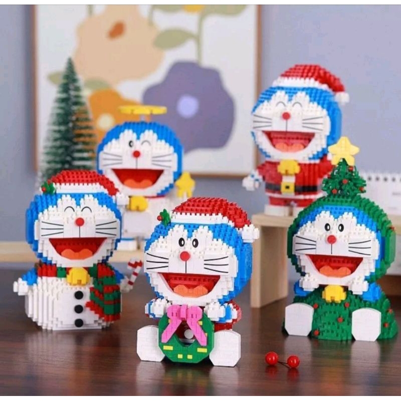 Mô hình lắp ráp Lego Doraemon Giáng Sinh người tuyết,mô hình lắp ráp hoạt hình trang trí phòng khách,nhà ở