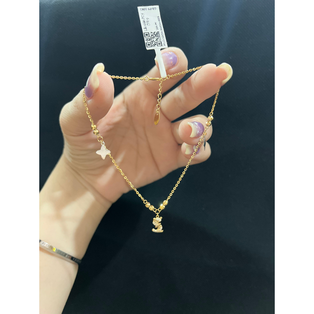 Lắc chân vàng 10k chữ YSL đính charm nhỏ xinh LPCY 10K28 Bảo Tín Mạnh Hải