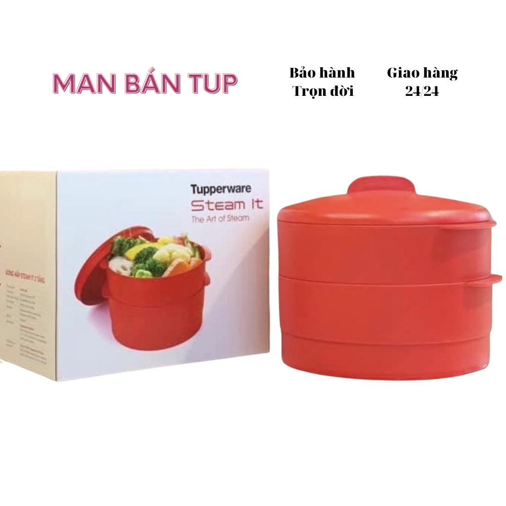 Mua 1 tặng 1, Mua xửng đỏ Tupperware 02 tầng tặng 1 bộ hộp bảo quản thực