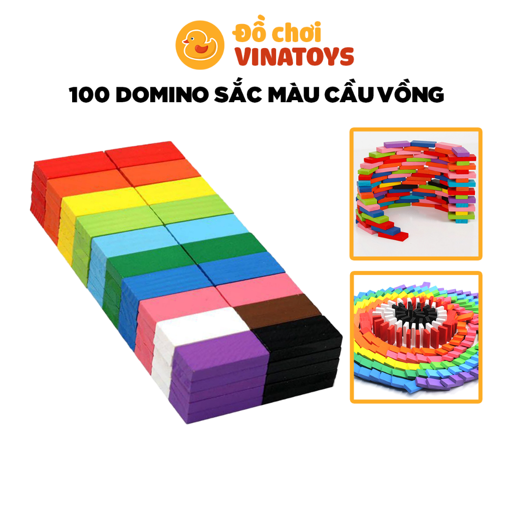 Đồ chơi cho bé bộ 100 domino sắc màu cầu vồng đồ chơi giáo dục cho bé Đồ chơi thông minh VÍNATOYS