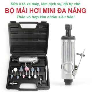 Máy mài hơi đánh xăm lốp Tặng kèm 10 đầu mài đa năng, có vali bảo quản. Thân vỏ hơm kim nhôm siêu bền