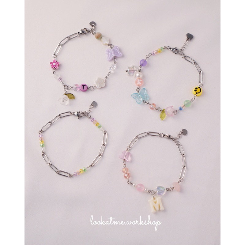 Vòng tay phối charm cực xinh thép không gỉ Handmade lookatme Hippie