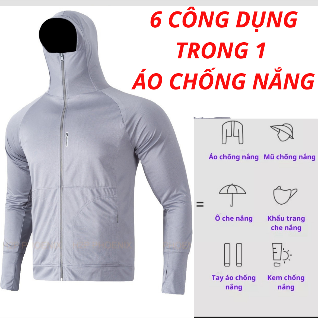 {HÀNG CAO CẤP} Áo khoác chống nắng cao cấp 2 lớp chống nắng, chống mưa, chống gió, chống bụi tiện lợi màu ghi sáng