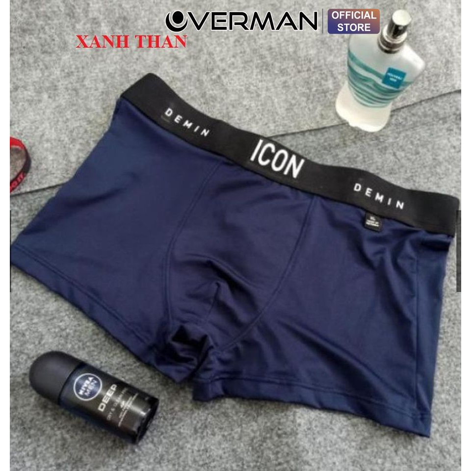 Quần lót nam ICON thun lạnh co giãn 4 chiều, quần lót nam boxer big size mềm mát thoáng khí SI01 (Che tên) - OVERMAN