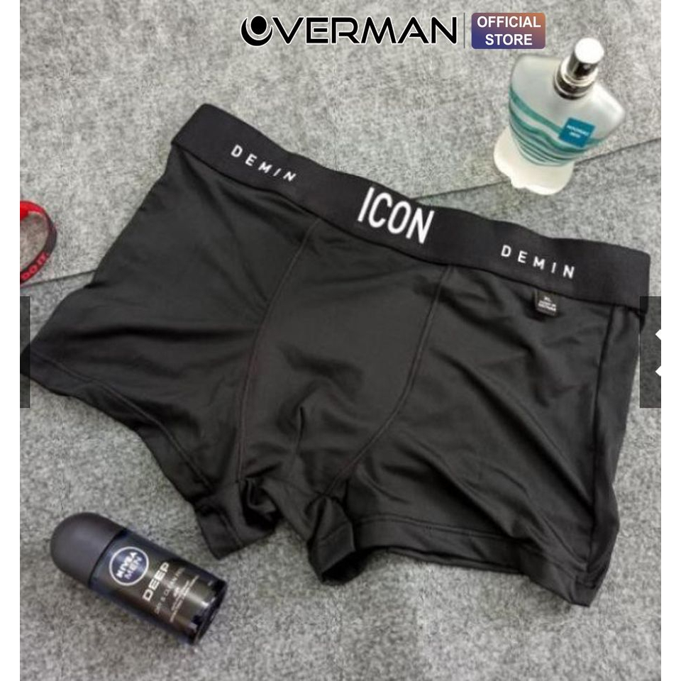 Quần lót nam ICON thun lạnh co giãn 4 chiều, quần lót nam boxer big size mềm mát thoáng khí SI01 (Che tên) - OVERMAN