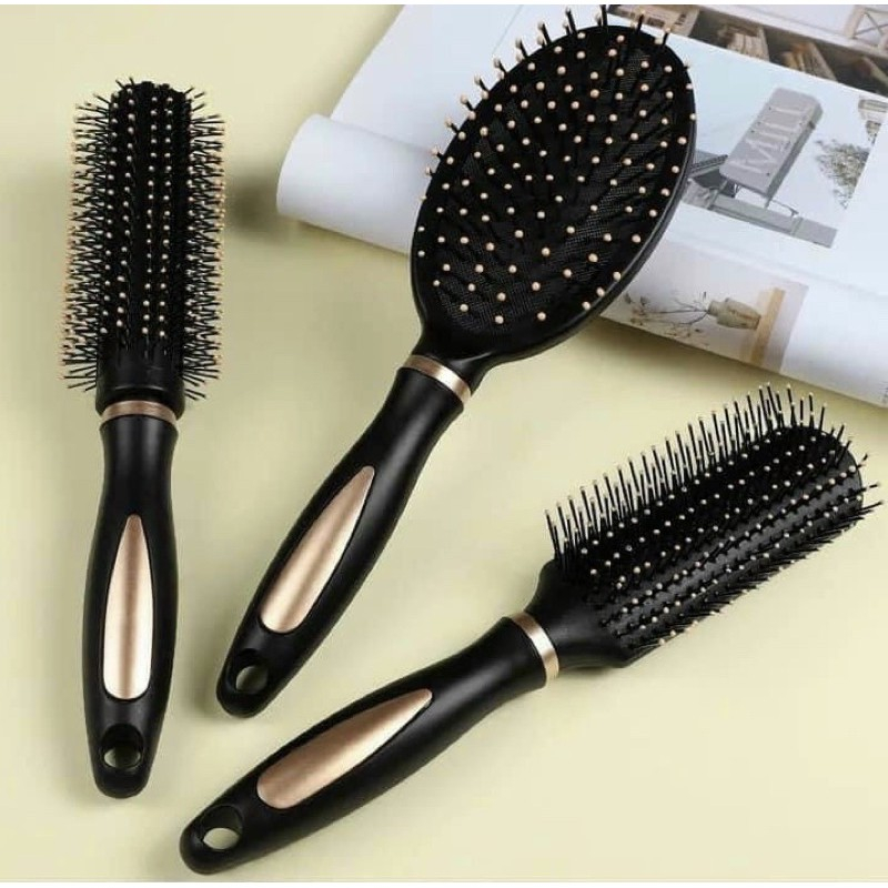 Lược chống rối tóc cao cấp, bộ 3 lược gỡ rối, massage tạo kiểu tóc đa năng tiện dụng, lược chải tóc lông nhựa mềm dẻo