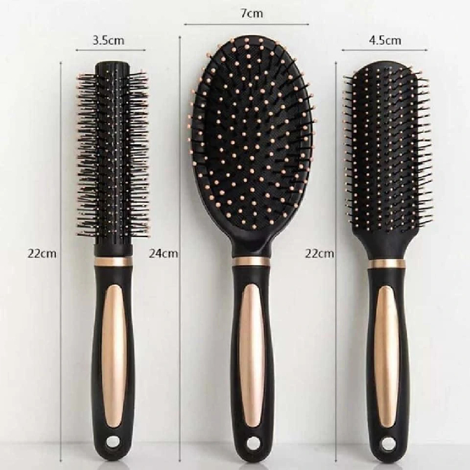 Lược chống rối tóc cao cấp, bộ 3 lược gỡ rối, massage tạo kiểu tóc đa năng tiện dụng, lược chải tóc lông nhựa mềm dẻo