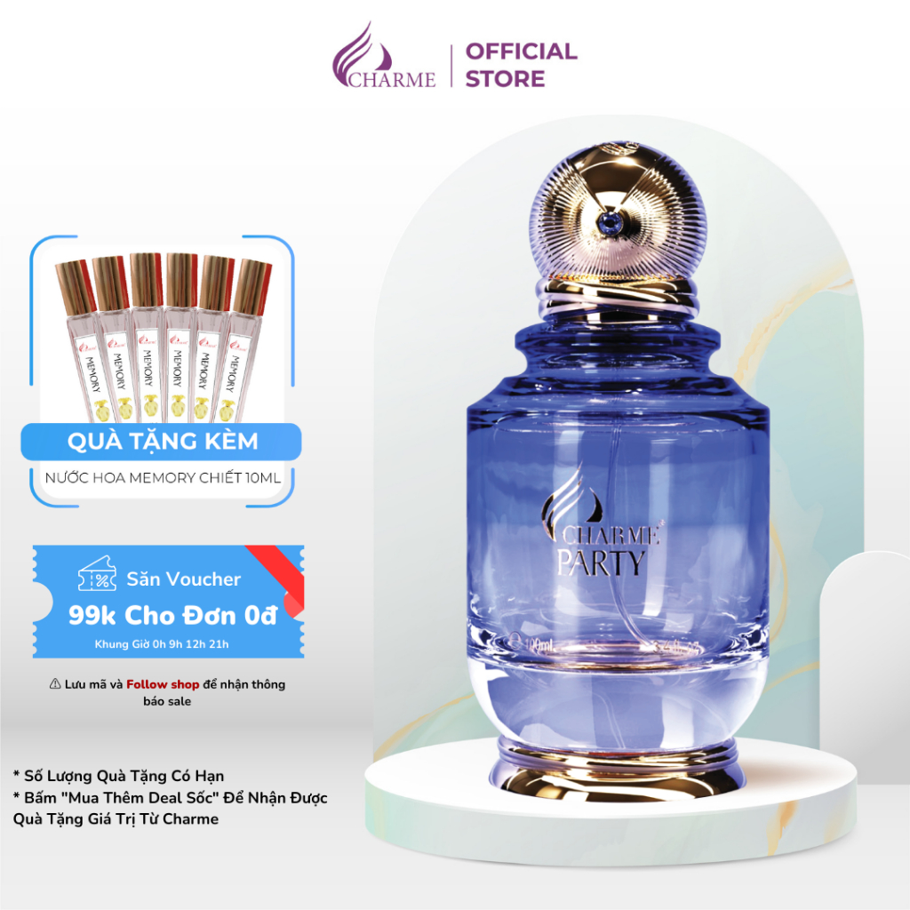 Nước hoa nữ thơm lâu, Charme Party, hương thơm quyến rũ, dành cho các buổi tiệc đêm, 100ml