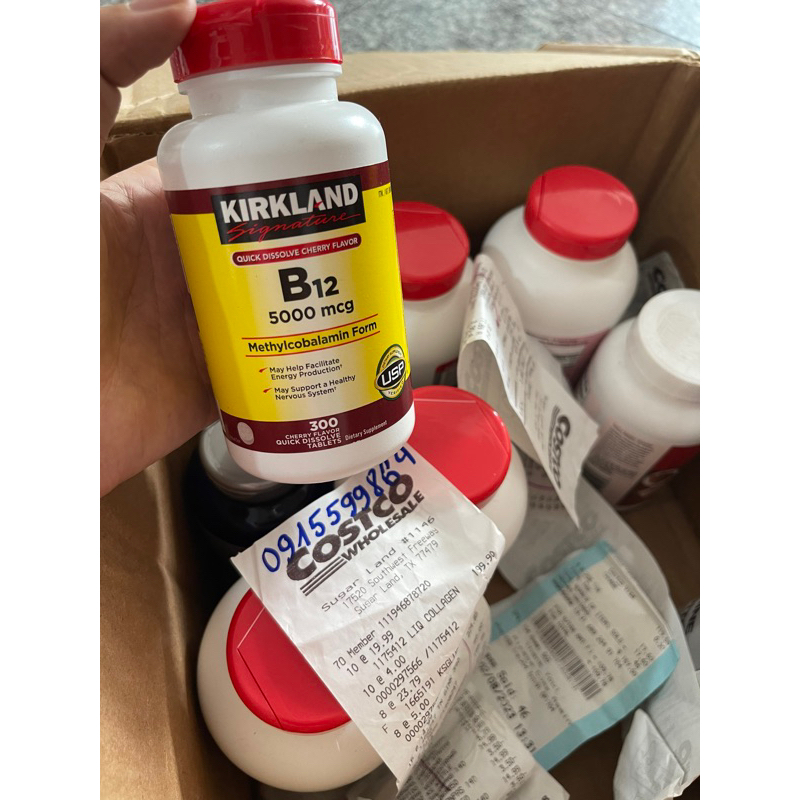 Viên uống Vitamin B12 kirkland kèm bill hủ 300 viên(DATE 8/25, đầy đủ bill Mỹ