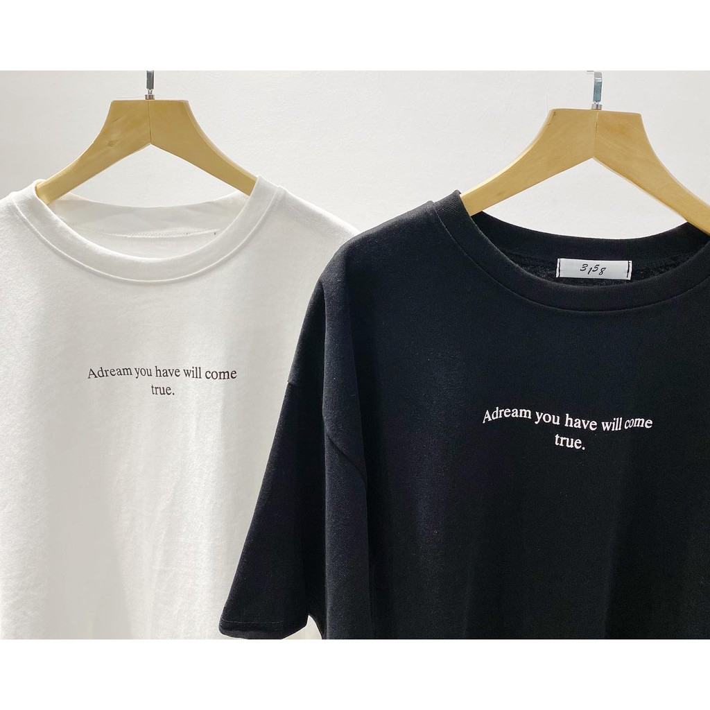Áo thun 3158 chữ nhỏ ADREAM hàng quảng châu cotton mặt nhung