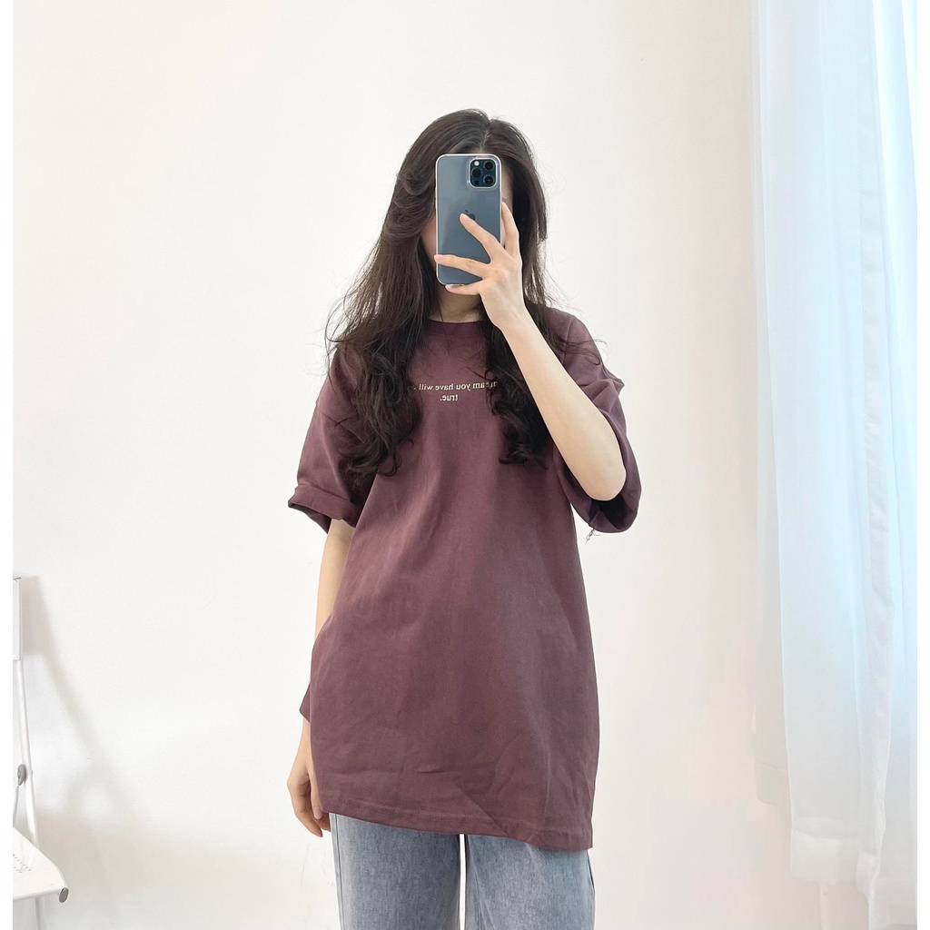 Áo thun 3158 chữ nhỏ ADREAM hàng quảng châu cotton mặt nhung