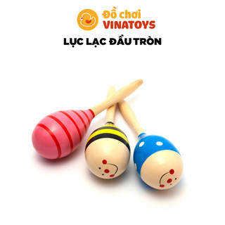 Đồ chơi cho bé lục lạc gỗ đầu tròn có hạt kêu chuông bên trong Đồ chơi thông minh VINATOYS