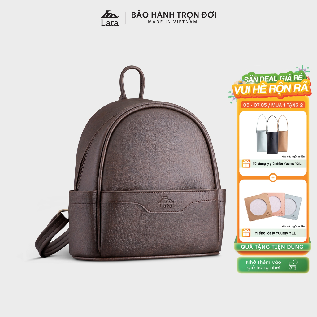 Balo da nữ mini phối ngăn họa tiết Lata BAL61