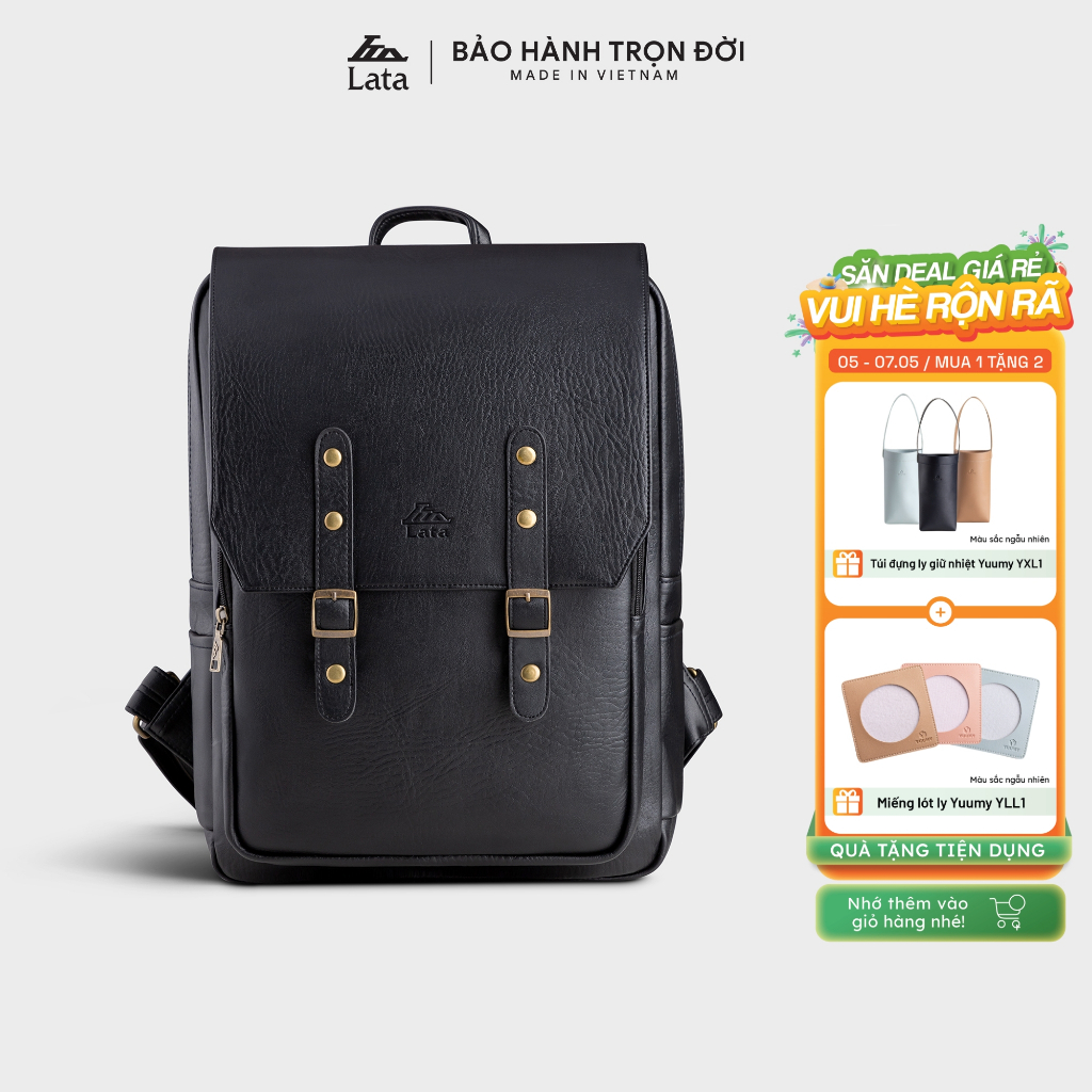 Balo da nam khóa đôi cổ điển Lata BAL58