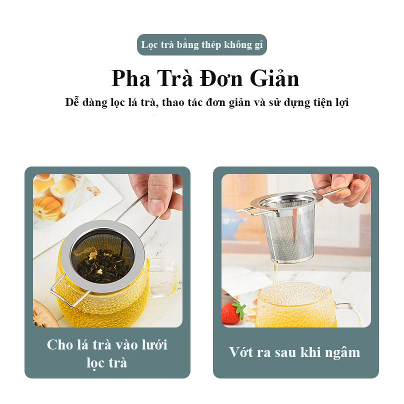 Dụng cụ lọc trà inox có tai cao cấp - HVL TEA