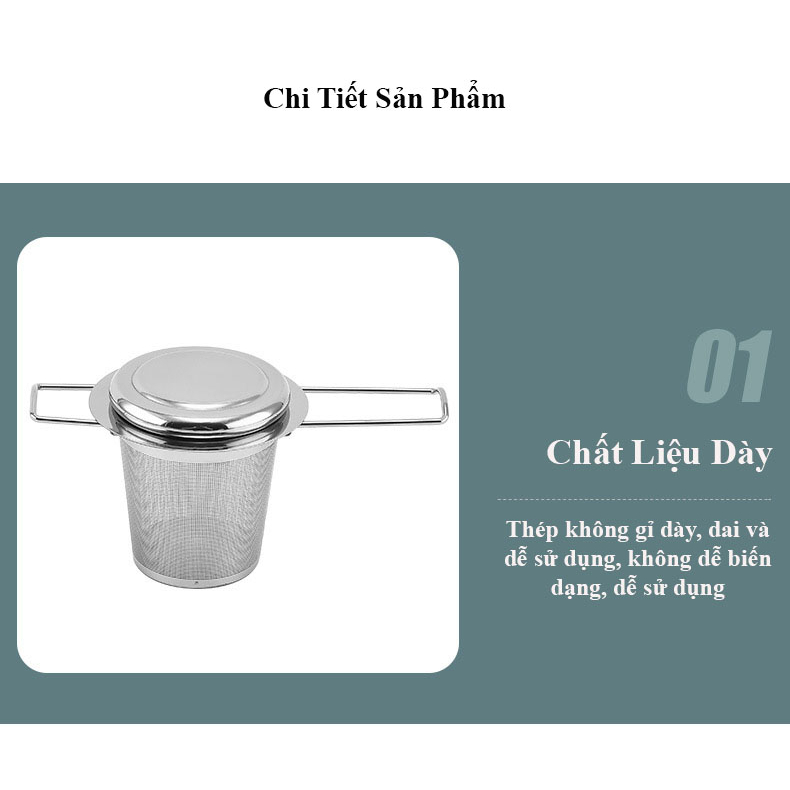 Dụng cụ lọc trà inox có tai cao cấp - HVL TEA