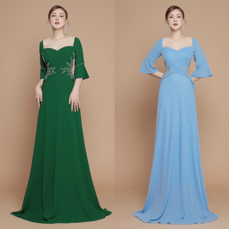 Đầm Dạ hội kết pha lê nhánh lá cao cấp-PT TẶNG KÈM HOA TAI THỜI TRANG
