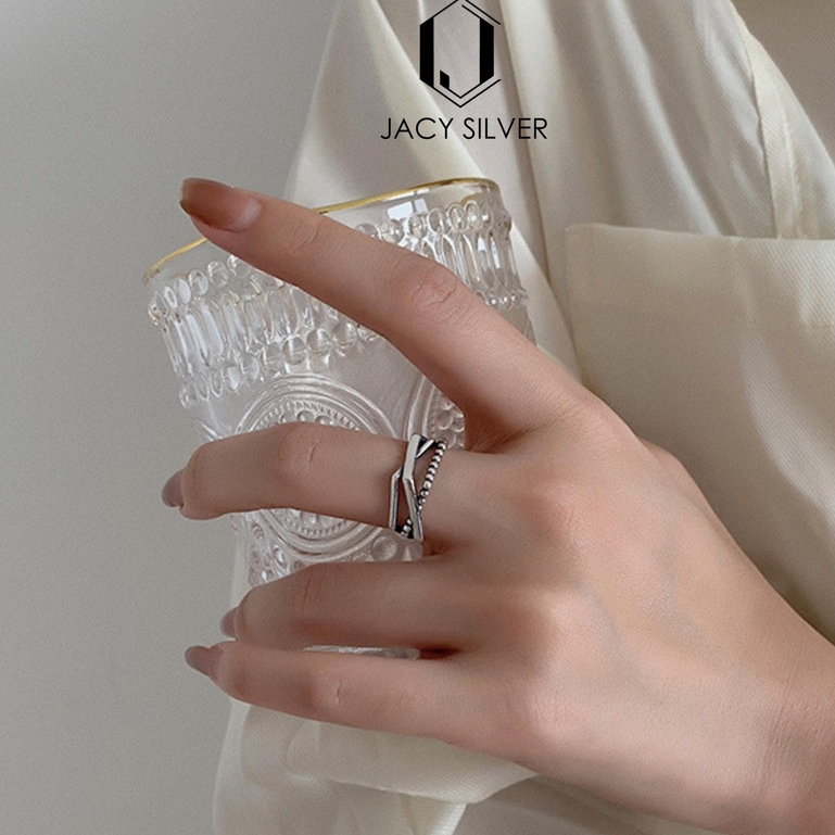 Nhẫn Bạc 925 Hình Lục Giác, Nhẫn Bạc Ý Cho Nữ Jacy Silver NN1015