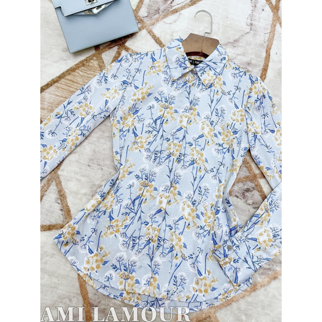 Áo sơmi lụa crep cao cấp Alure hoạ tiết hoa nhí mát mềm