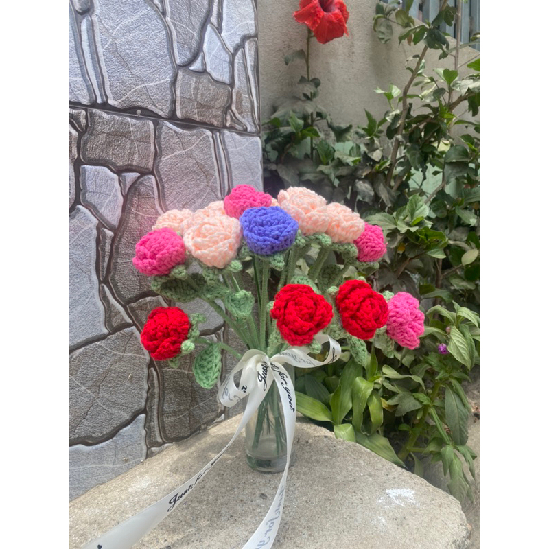 HOA HỒNG LEN MINI- Hoa len- Hoa handmade