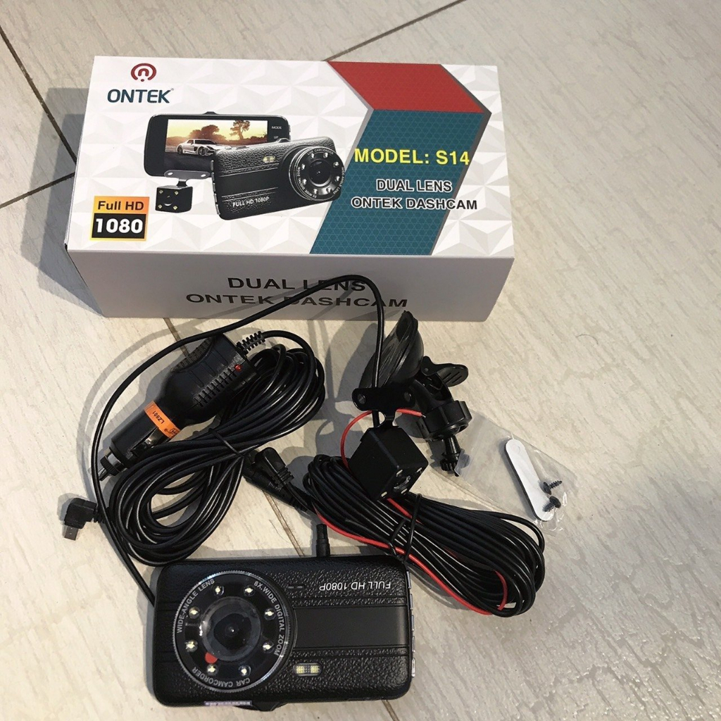 Camera hành trình chính hãng ONTEK S14 - 2 mắt camera ghi hình trước sau 1080P