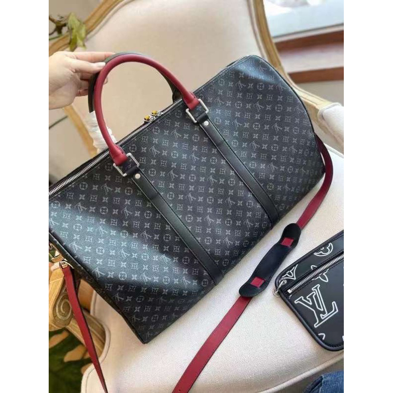 Set túi du lịch 2 chi tiết hoa đen super vip da thật nặng tay Smano bags hoả tốc