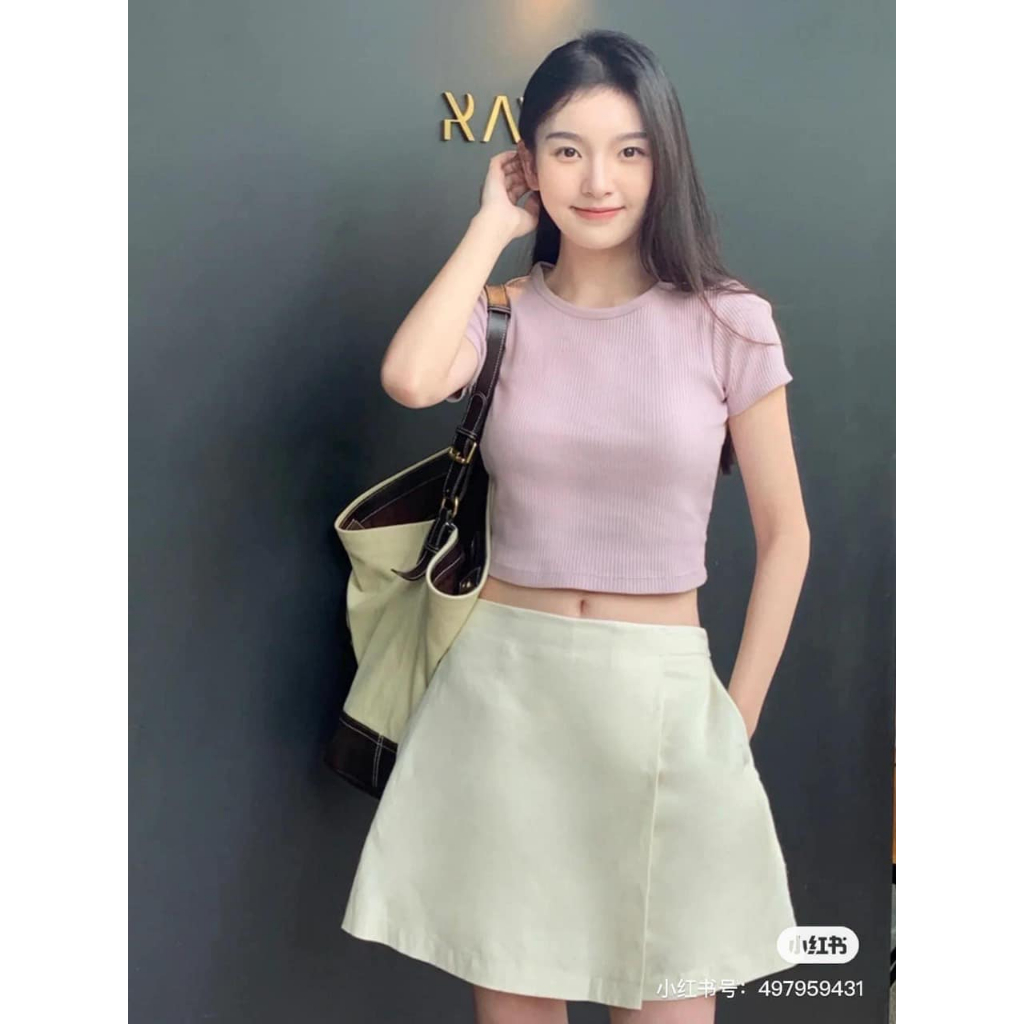Áo Crop top chất len tăm mỏng