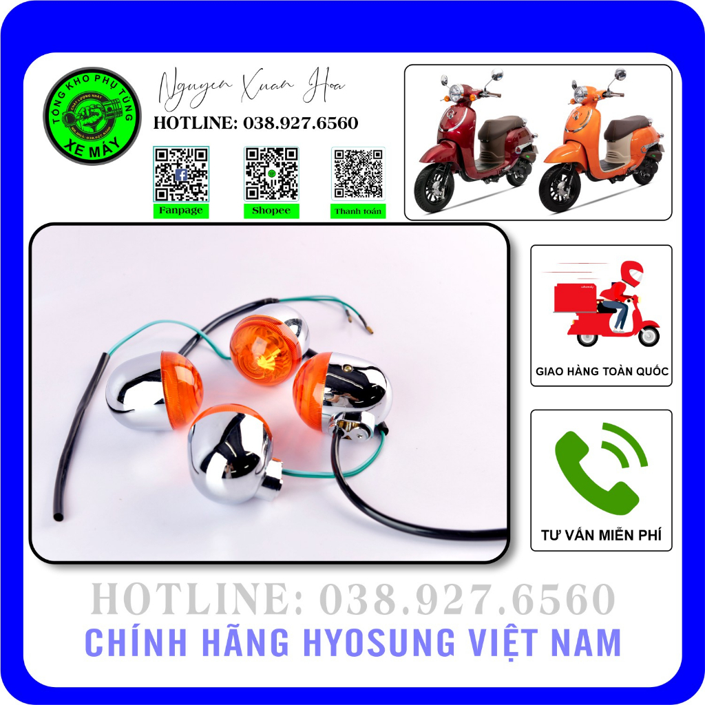 Xi nhan Giorno 50cc/ Mono/ Hsv2-50cc (Bộ 4 đèn xinhan - Công nghệ mạ Niken Crom)