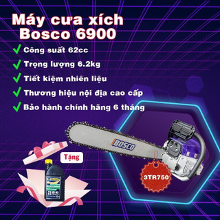 Máy cưa xích bosco 6900 62cc - chạy xăng 2 thì cưa được mọi lại cây