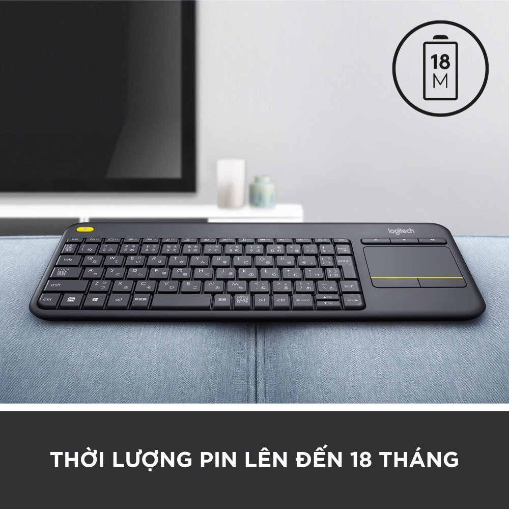 Bàn phím không dây Logitech K400 Plus, có touchpad để kết nối PC - TV, Laptop/Tablets