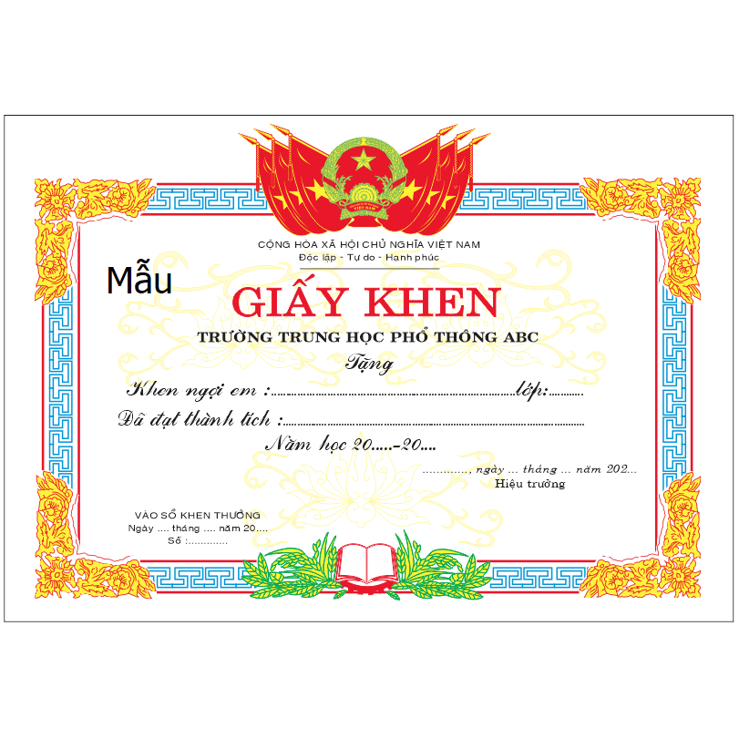 IN GIẤY KHEN GIẤY CHỨNG NHẬN THEO SỐ LƯỢNG LỚN CHO (TIỂU HỌC, THCS, THPT) 5000đ/1tờ